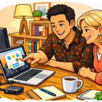 John helping client with new computer setup